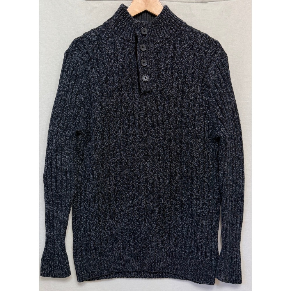 Tasso Elba Archive 2015 Heavyweight Cotton Cable Knit Button Pullover Sweater S